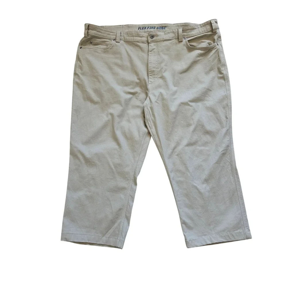 Duluth Trading Co Flex Fire Hose Relaxed Fit Pants Mens 46 x 2g Canvas Tan Khaki